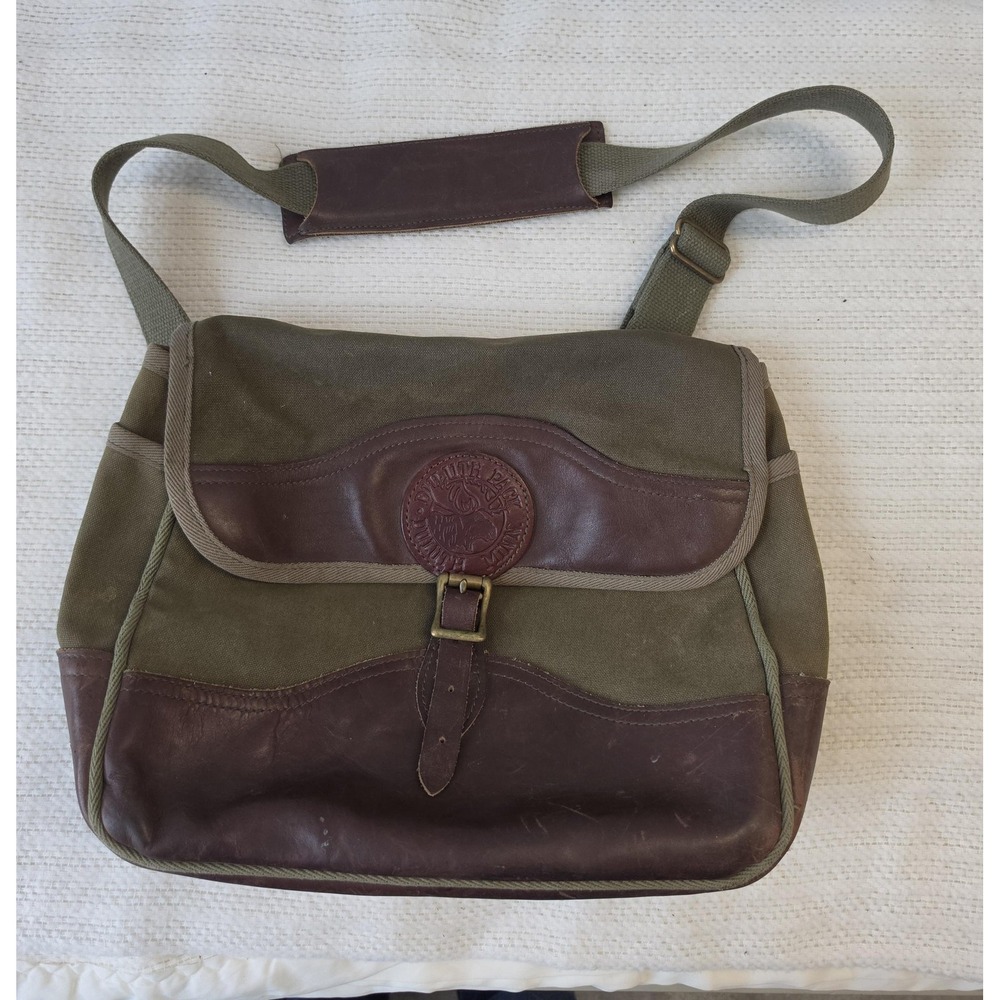 Duluth Pack Messenger Bag Mens Medium Green Canvas Leather Crossbody Shoulder